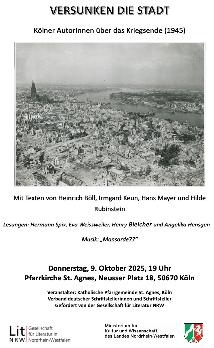 Lesung Köln 2025, Hermann Spix, Versunken die Stadt Kriegsende 1945